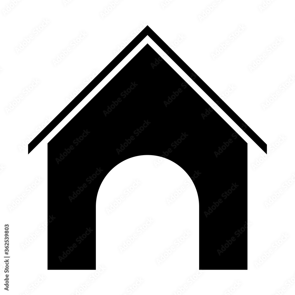 Doghouse silhouette icon. Kennel vector illustration isolated on white background. Doghouse silhouette icon. Kennel vector illustration isolated on white background.
