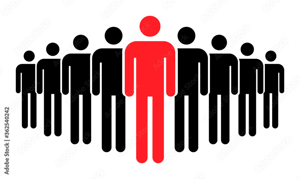 Grouping people flat icon isolated on white background. Teamwork symbol. Leadership vector illustration