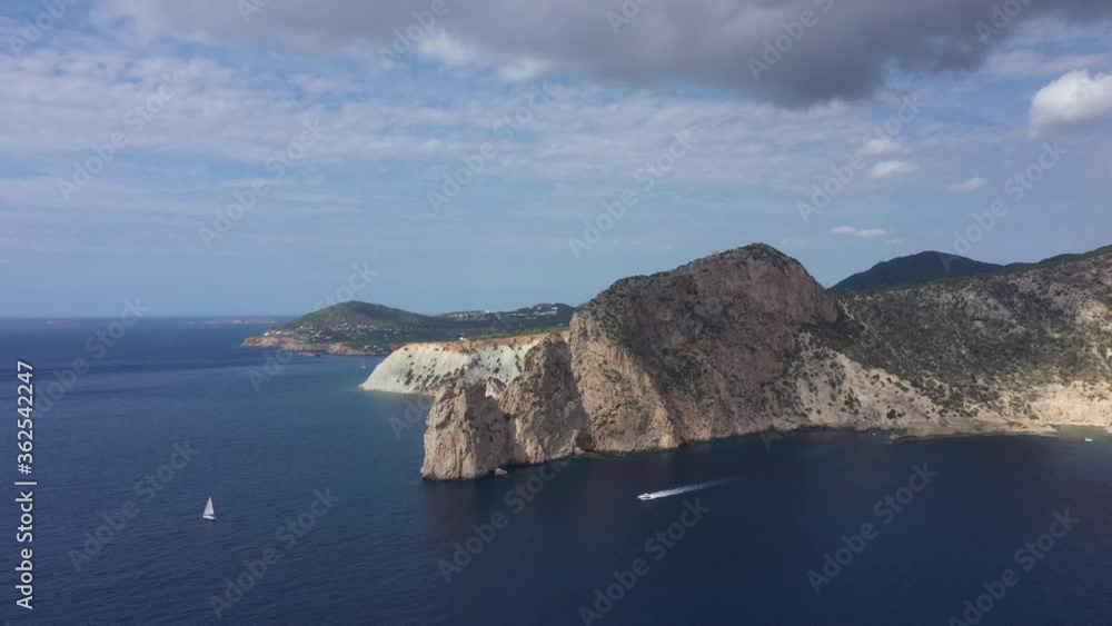 Aerial view of the rocky coast of Ibiza island, Spain, Balearic islands Aerial view of the rocky coast of Ibiza island, Spain, Balearic islands