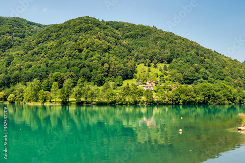 Modrej lake in the Julian Alps mountains in Triglav national park, Slovenia