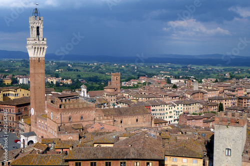 Siena aerial view of the medieval city in southern Tuscany Italy