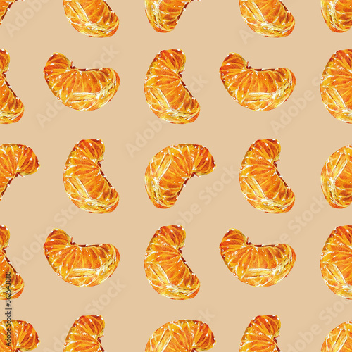 Seamless pattern with slices of orange. This Hand Drawn Orange Fruit Pattern is great as a Digital Paper for scrapbooking, fabric for clothes, textile for home decor.