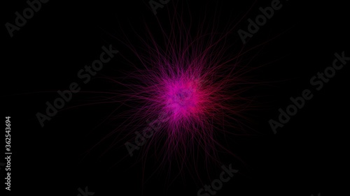 Abstract neon burst background. Explosion 3d illustration. Universe star dust. Cosmic digital design. Colorful warp wallpaper.