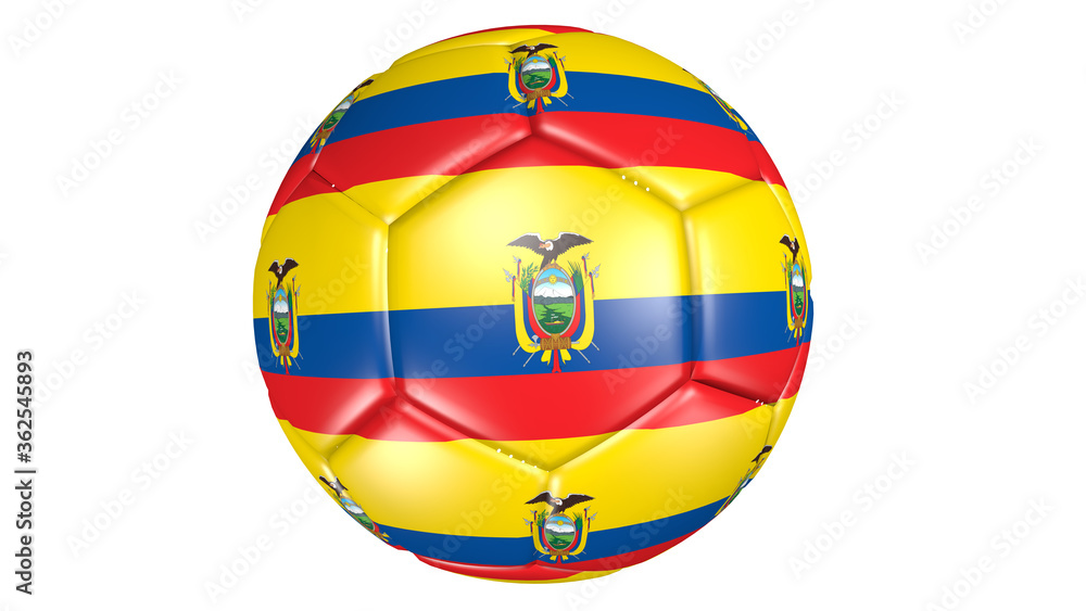 Naklejka premium Soccer ball with multiple flags of Ecuador