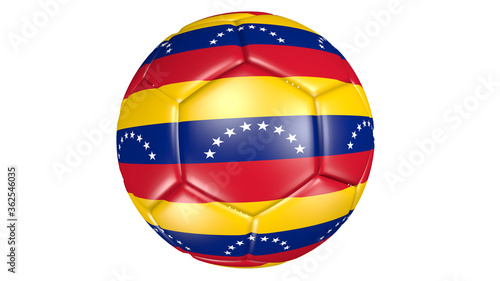 Soccer ball with multiple flags of Venezuela
