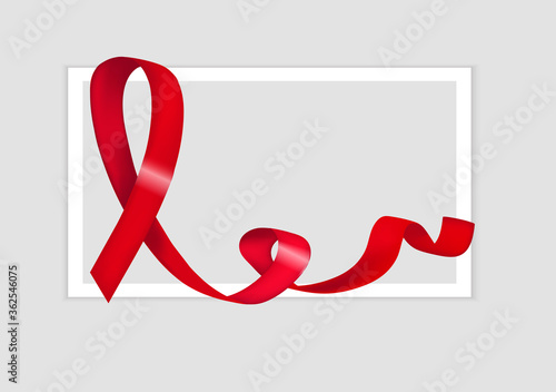 World AIDS Day red awareness ribbon. Loop emblem in support of the problem of drug addiction, anarexia. Vector illustration.