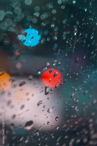 Bokeh of rainy city night