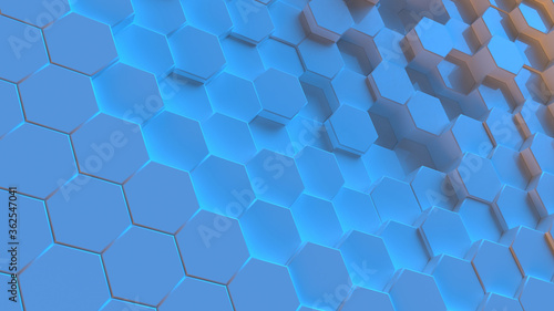 Abstract geometric blue background with hexagons