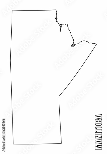 The Manitoba province outline map isolated on white background, Canada
