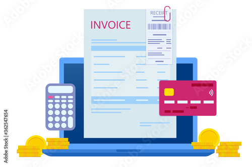 Pay bills online concept. Modern technology and online transaction. Online Card Payment. Money transfer
