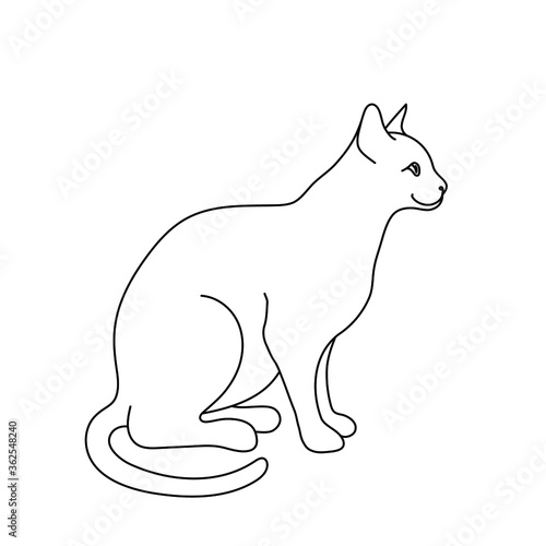 Cat line drawing. Minimalistic style for logo, icons, emblems, template, badges. Isolated on white background. Vector illustration