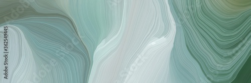 unobtrusive banner with colorful modern soft curvy waves background design with dark sea green, light gray and dark slate gray color