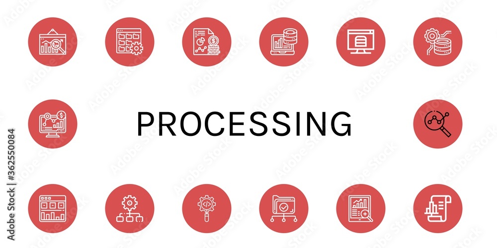 processing icon set processing icon set