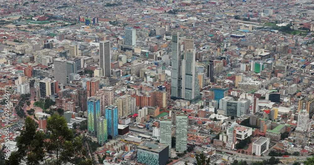 City of Bogota, Colombia on dull overcast day, camera tilting up City of Bogota, Colombia on dull overcast day, camera tilting up