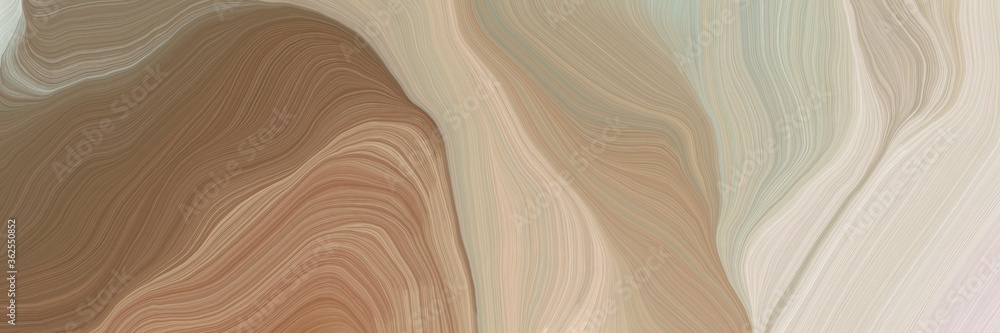 unobtrusive header with elegant curvy swirl waves background design with rosy brown, light gray and pastel brown color - obrazy, fototapety, plakaty 