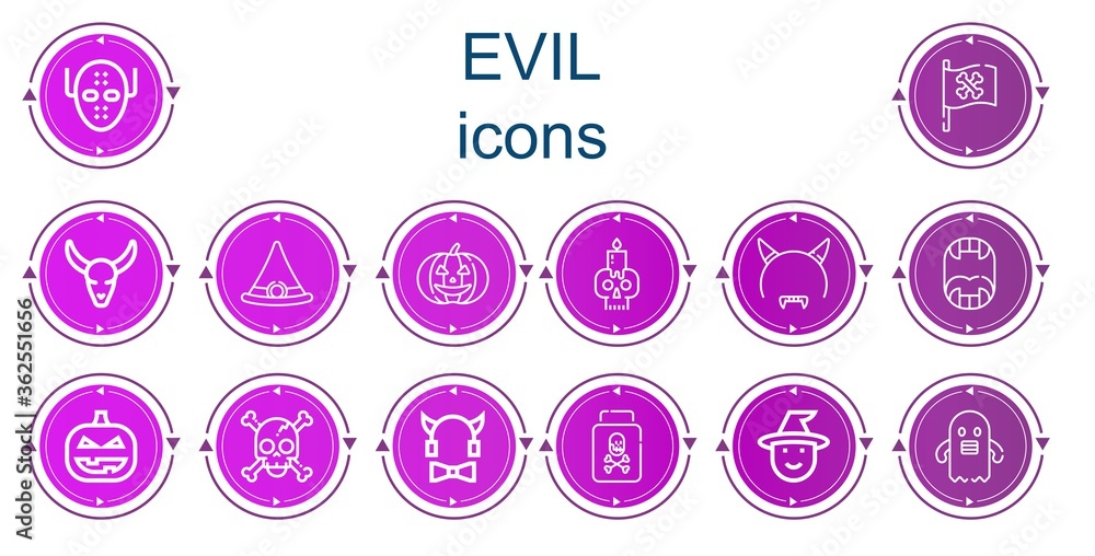 Editable 14 evil icons for web and mobile Editable 14 evil icons for web and mobile