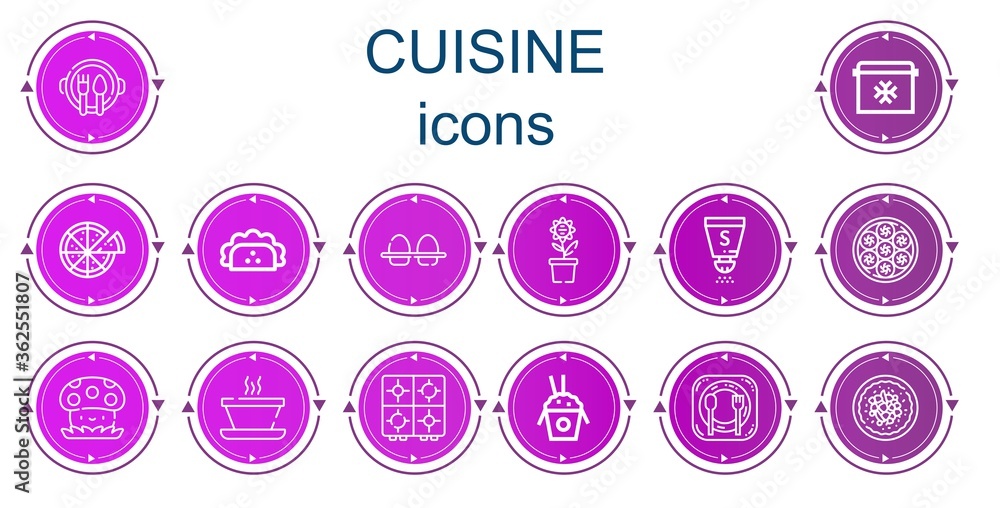 Editable 14 cuisine icons for web and mobile Editable 14 cuisine icons for web and mobile