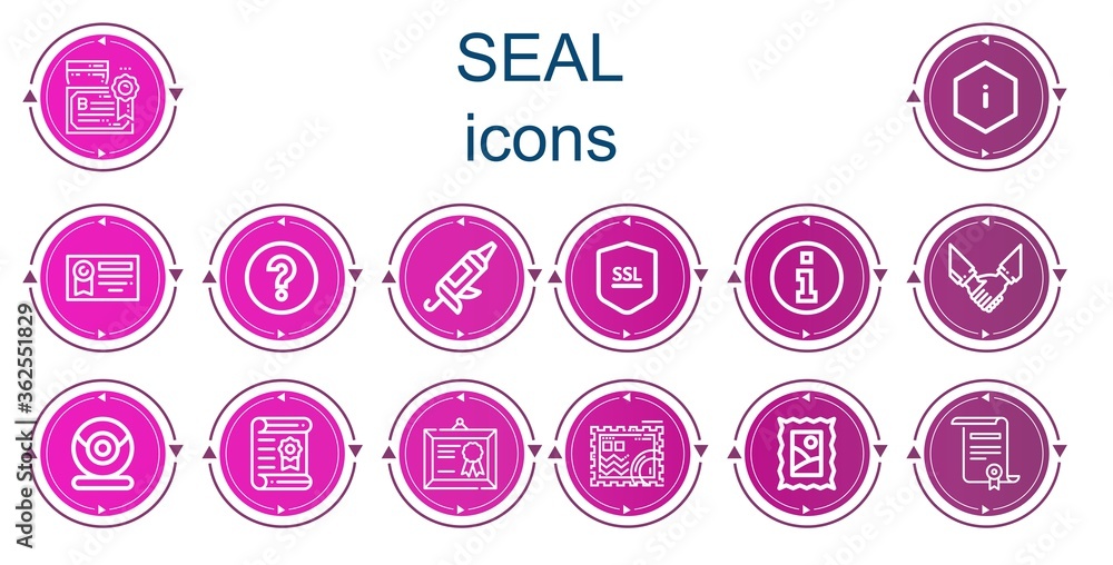 Editable 14 seal icons for web and mobile Editable 14 seal icons for web and mobile