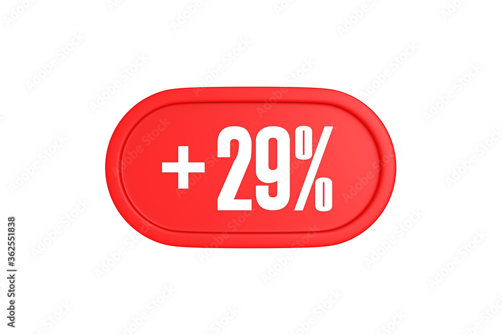 29 Percent increase 3d sign in red color isolated on white background, 3d illustration. 29 Percent increase 3d sign in red color isolated on white background, 3d illustration.