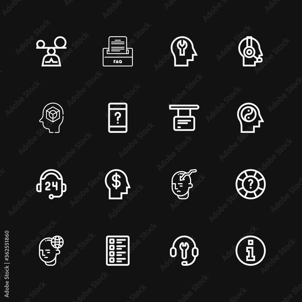 Editable 16 question icons for web and mobile