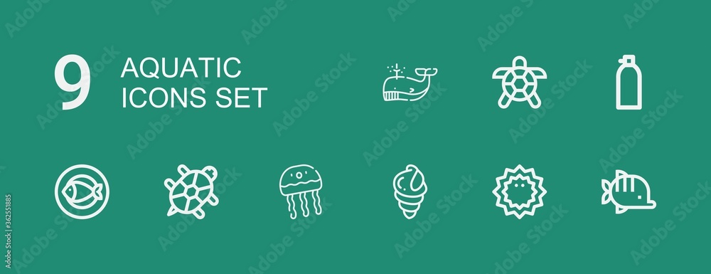 Editable 9 aquatic icons for web and mobile Editable 9 aquatic icons for web and mobile