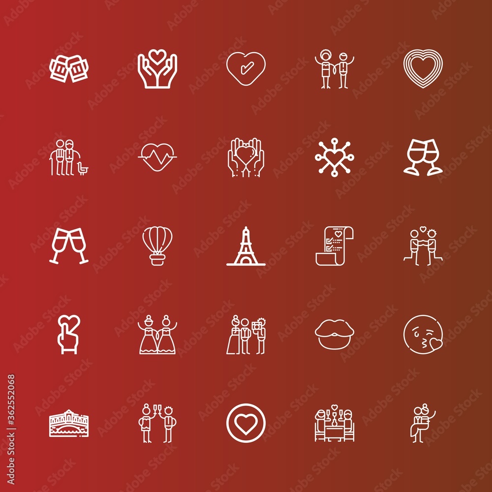 Fototapeta premium Editable 25 romantic icons for web and mobile