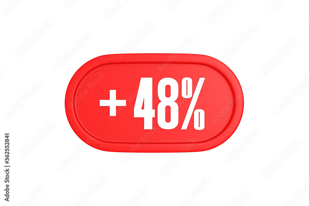 48 Percent increase 3d sign in red color isolated on white background, 3d illustration. 48 Percent increase 3d sign in red color isolated on white background, 3d illustration.