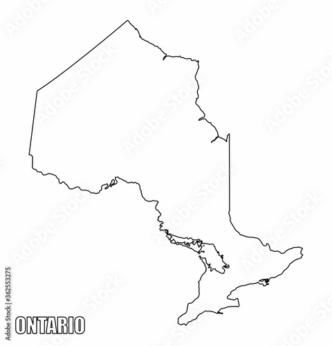 The Ontario province outline map isolated on white background, Canada