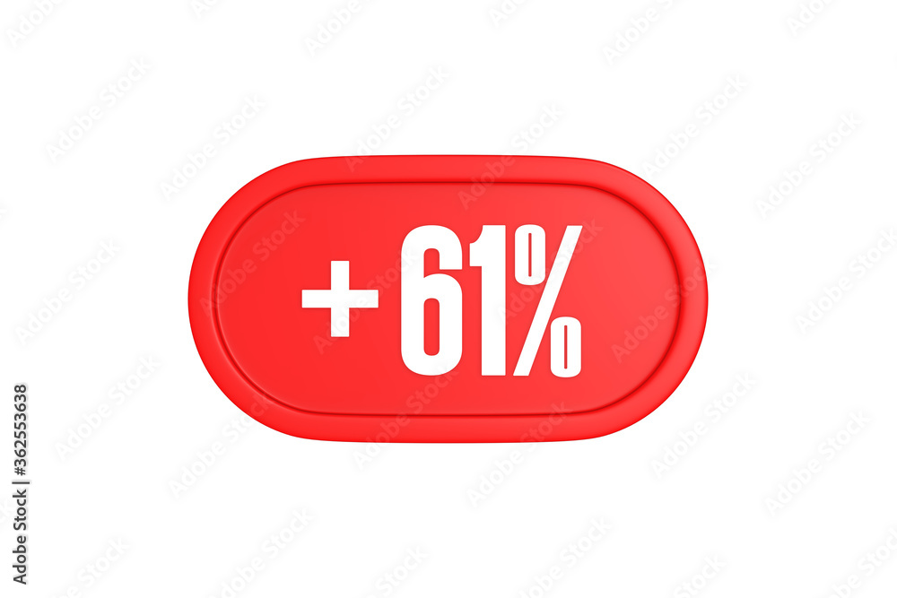 61 Percent increase 3d sign in red color isolated on white background, 3d illustration. 61 Percent increase 3d sign in red color isolated on white background, 3d illustration.