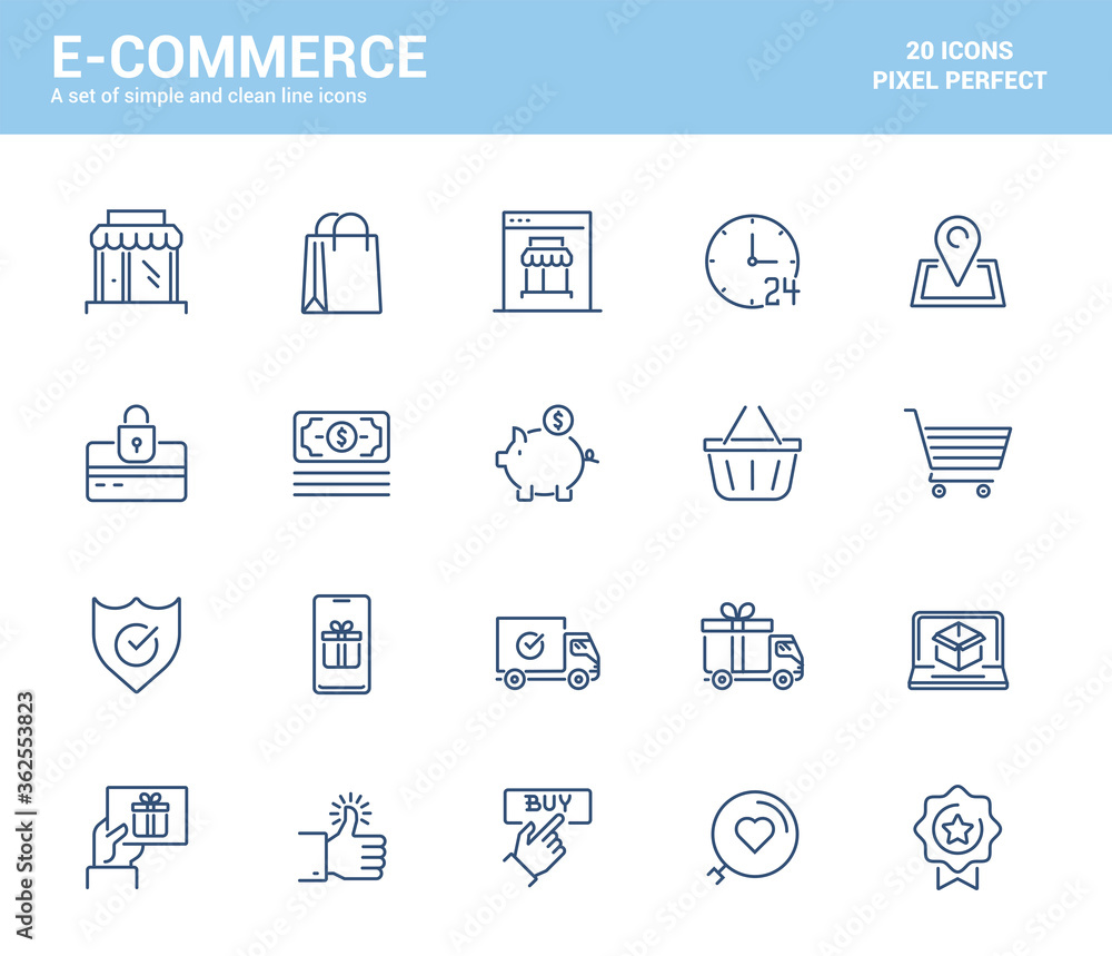 Flat line icons design - E-commerce Flat line icons design - E-commerce