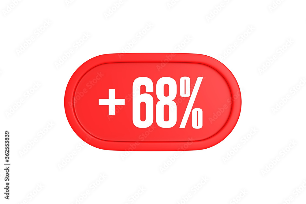 68 Percent increase 3d sign in red color isolated on white background, 3d illustration. 68 Percent increase 3d sign in red color isolated on white background, 3d illustration.
