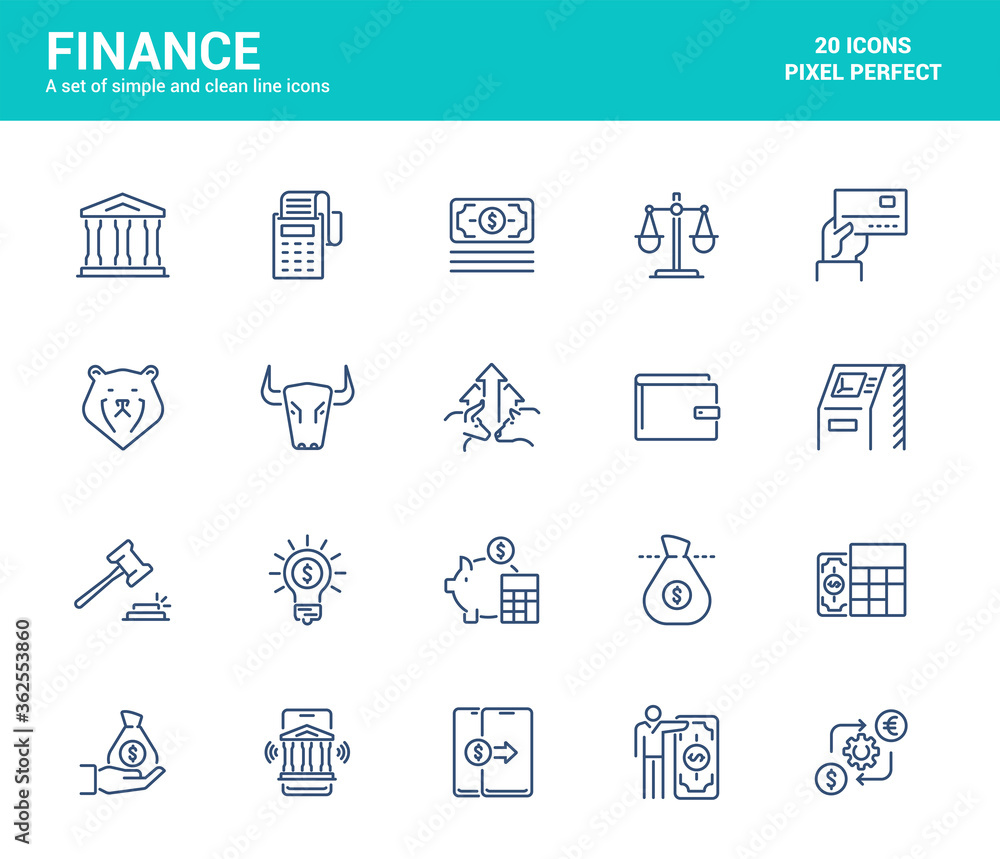 Fototapeta premium Flat line icons design - Finance