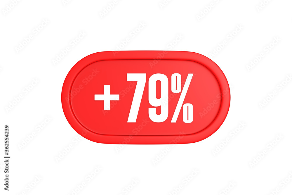 79 Percent increase 3d sign in red color isolated on white background, 3d illustration. 79 Percent increase 3d sign in red color isolated on white background, 3d illustration.