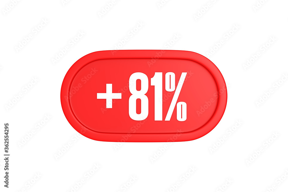 81 Percent increase 3d sign in red color isolated on white background, 3d illustration. 81 Percent increase 3d sign in red color isolated on white background, 3d illustration.