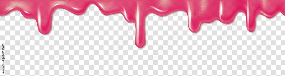 Pink dripping slime. Flowing glossy liquid caramel, realistic paint
