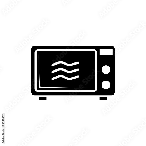 Mechanical Electric Kitchen Microwave Oven. Flat Vector Icon illustration. Simple black symbol on white background. Mechanical Kitchen Microwave Oven sign design template for web and mobile UI element