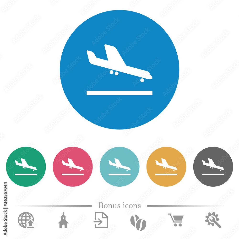 Airplane landing flat round icons Airplane landing flat round icons