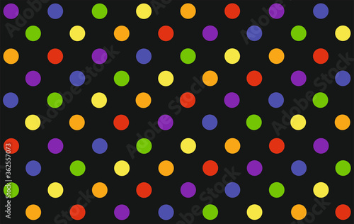 Geometric ornamental dot illustrator set in rainbow colors: Pride Flag, Heart, Peace, Rainbow, Love, Support, Freedom Symbols on a black background.