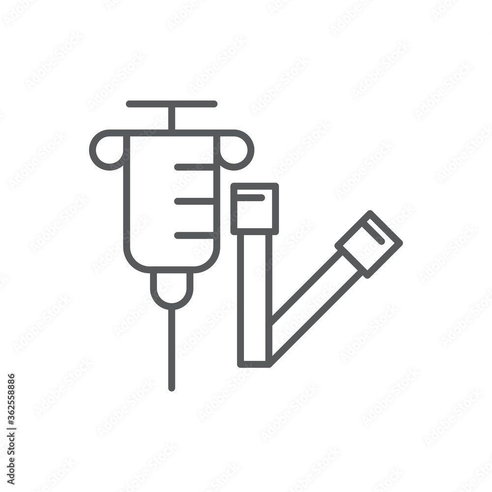 Tourniquet and syringe vector icon symbol isolated on white background Tourniquet and syringe vector icon symbol isolated on white background