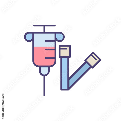 Tourniquet and syringe vector icon symbol isolated on white background