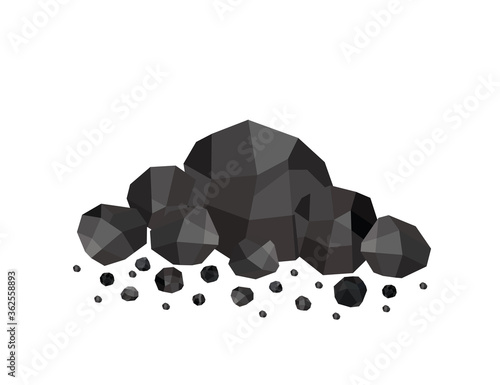 Pile of charcoal ,pile of coal isolated on white background