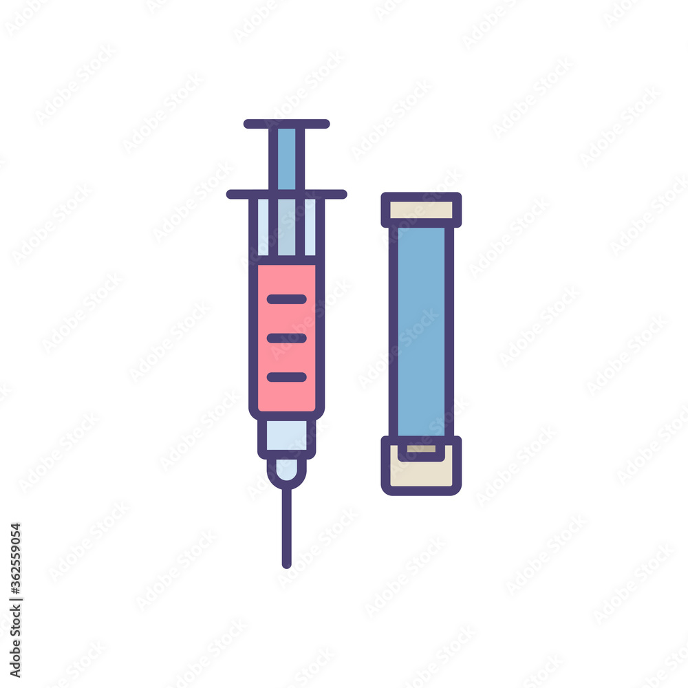 Tourniquet and syringe vector icon symbol isolated on white background Tourniquet and syringe vector icon symbol isolated on white background