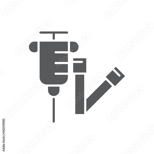 Tourniquet and syringe vector icon symbol isolated on white background