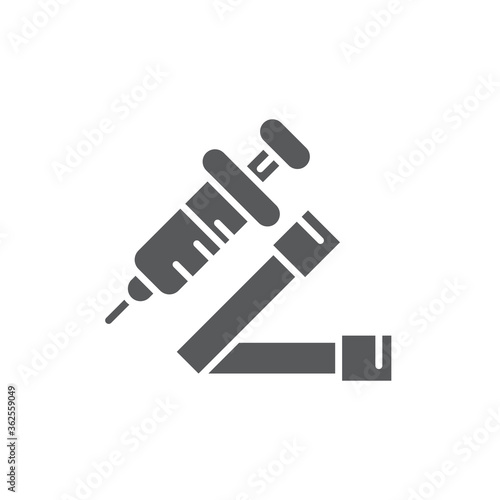 Tourniquet and syringe vector icon symbol isolated on white background