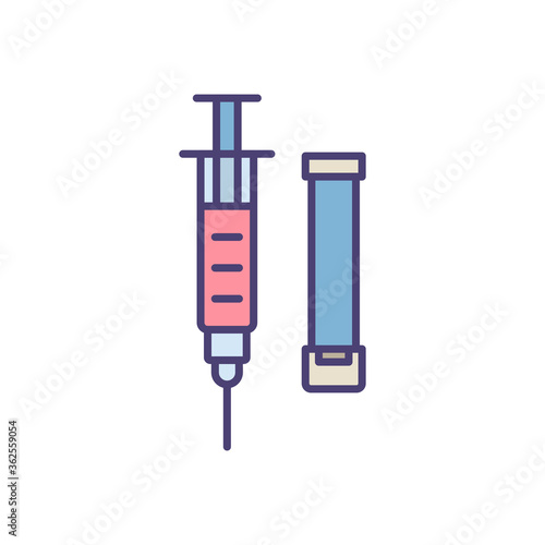 Tourniquet and syringe vector icon symbol isolated on white background