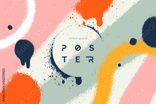 Abstract vector background with spray paint texture. Colorful graffiti backdrop with blots of paint and place for text. Contemporary poster concept. Art banner design. Grunge style.