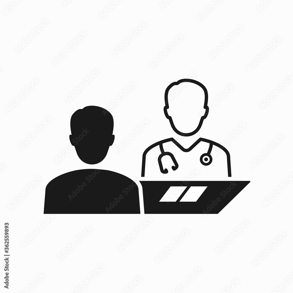 Doctor and patient icon. Vector illustration. Doctor and patient icon. Vector illustration.