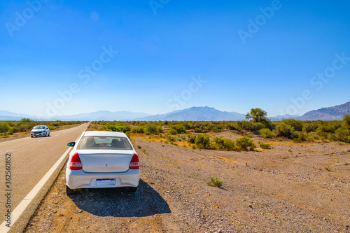 Fototapeta Naklejka Na Ścianę i Meble -  Deserted Landscape Highway, San Juan Province, Argentina