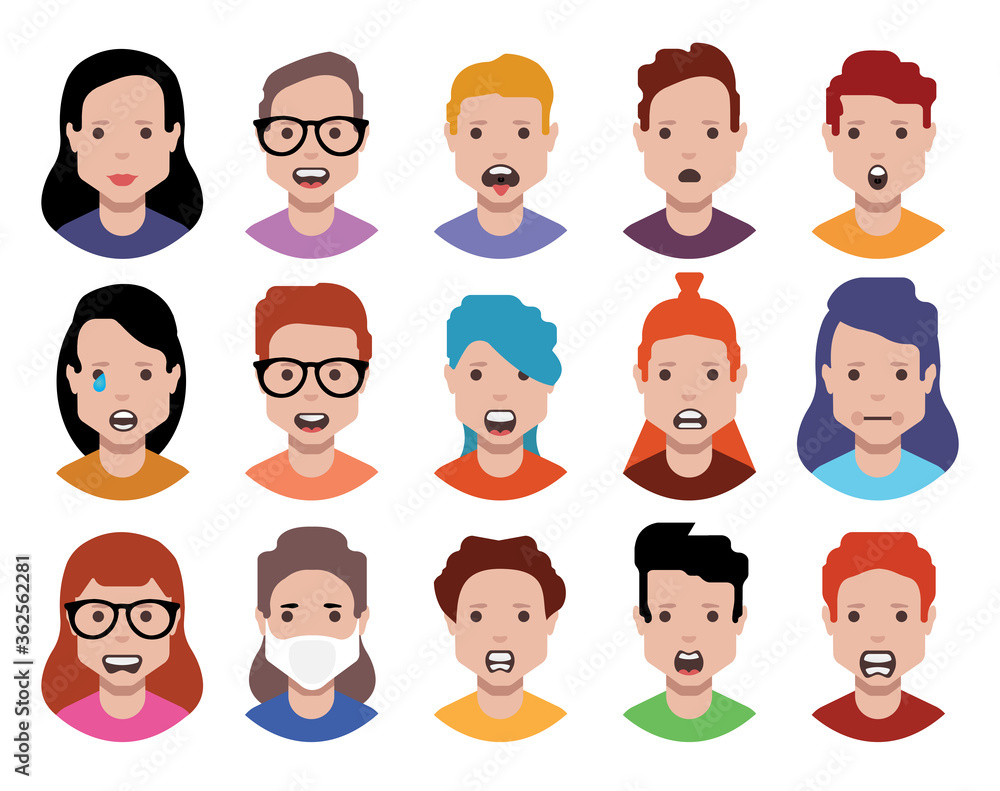 User avatars, avatars with empty faces and heads for social network ( Male and female faces ) User avatars, avatars with empty faces and heads for social network ( Male and female faces )