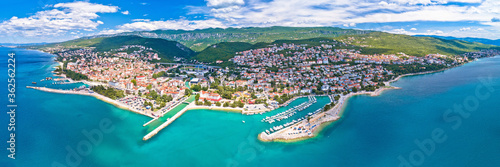 Fototapeta Naklejka Na Ścianę i Meble -  Crikvenica. Town on Adriatic sea waterfront aerial panoramic view.